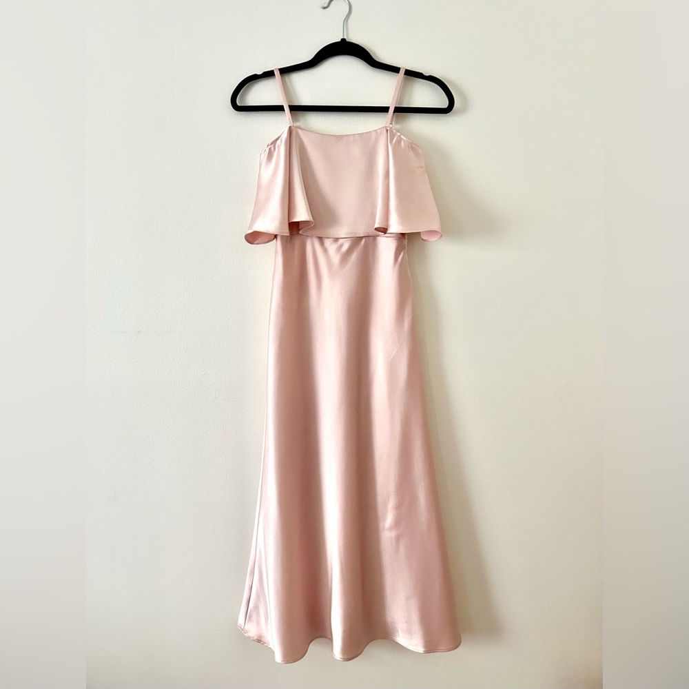 Revelry Juniors Riley Convertible Satin Dress in Blush, J10